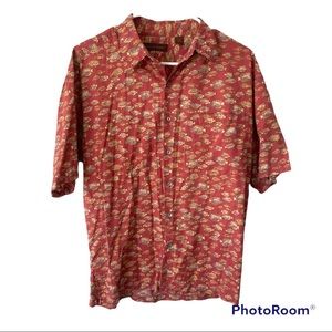 Men's Tori Richard Short Sleeve Button Up Fish Print Shirt | Size M